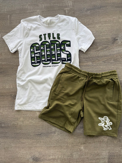 StyleGods Camo Script T Shirt White\Camo