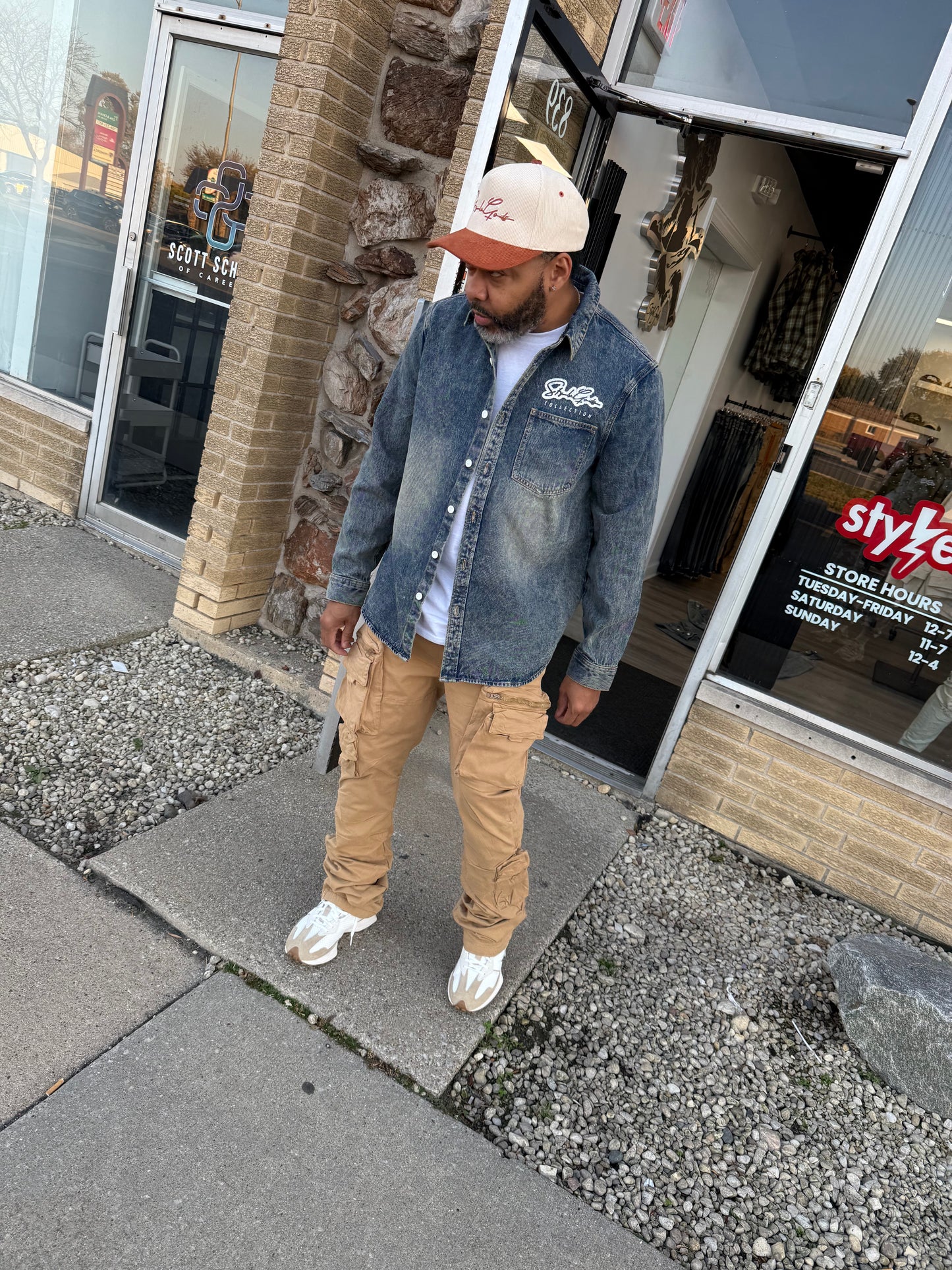 StyleGods Denim Shirt - Blue\White