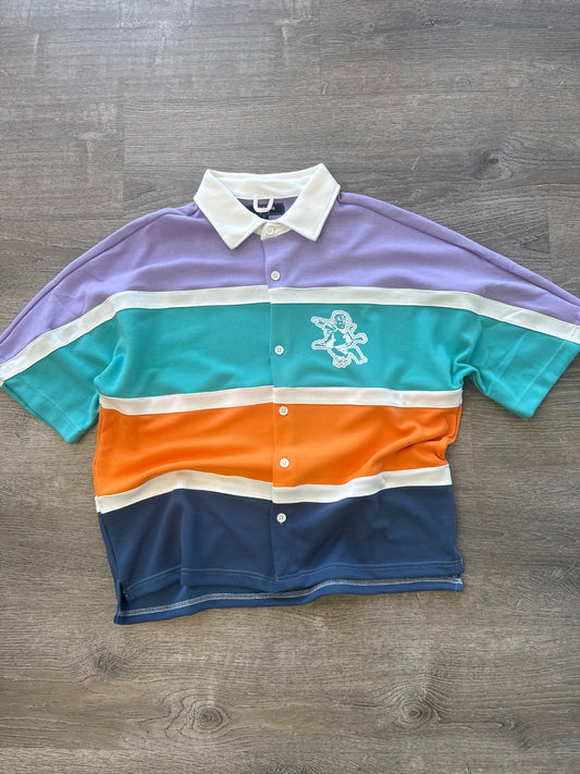 StyleGods Crop Button up-  Purple Multi