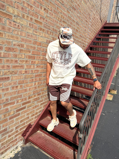 StyleGods Fleece 6 Stripe Short  - Brown
