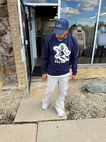 StyleGods Paint Angel  Crewneck SweatShirt - Navy