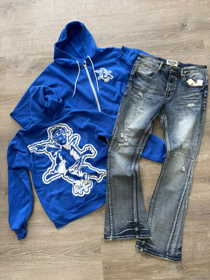 StyleGods Zip UP Angel Hoodie SweatShirt  - Royal