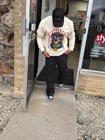 StyleGods Jesus Piece Crewneck SweatShirt - Tan