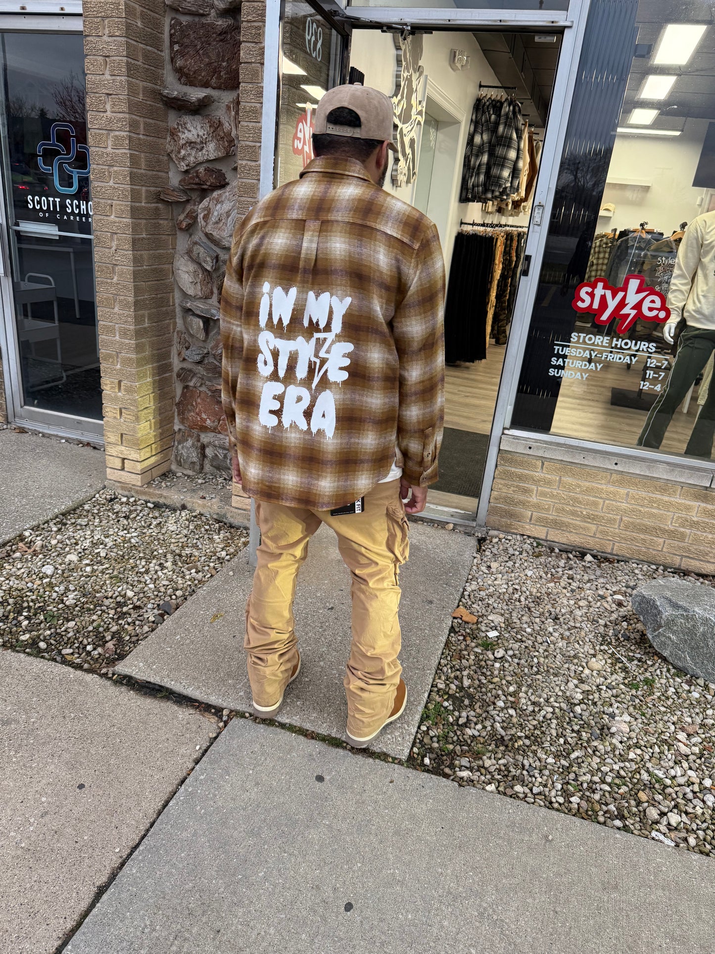 StyleGods Flannel Shirt - Rust/Tan