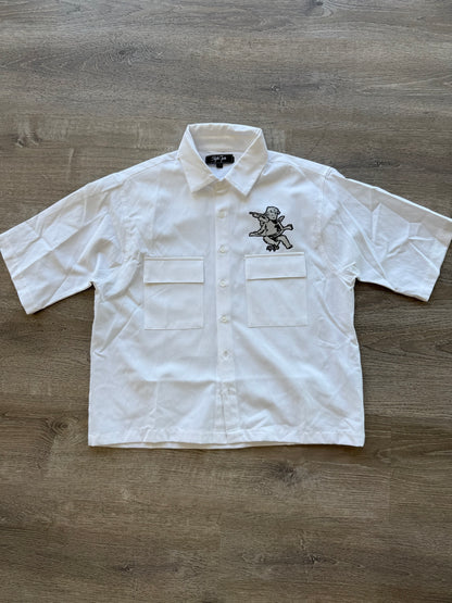 StyleGods Crop Linen Button up- White\Grey\Black