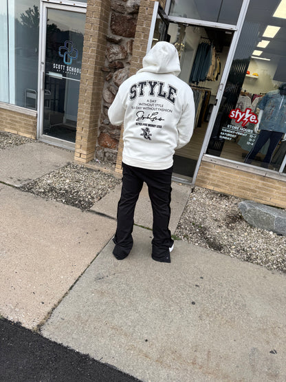 StyleGods Signature Paint Oversized Hooded SweatShirt - Cream\Black