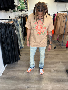 StyleGods Distressed Outline Angel - Khaki/Olive/Burnt Orangeh UI