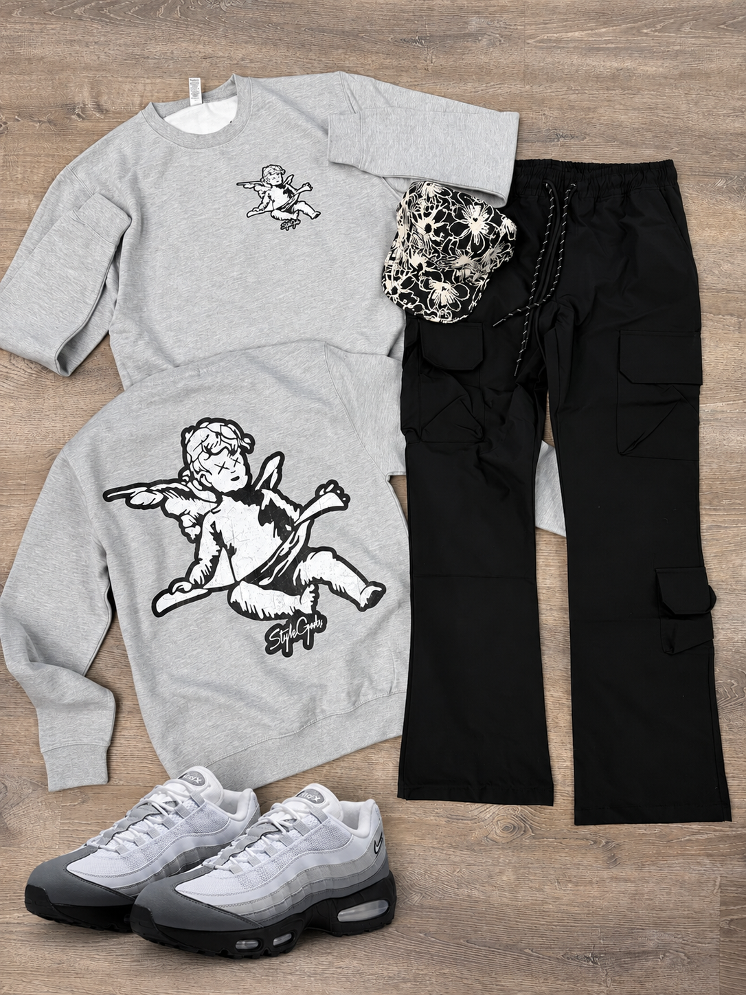 StyleGods Jumbo Angel Crewneck - Heather Grey\White\Black