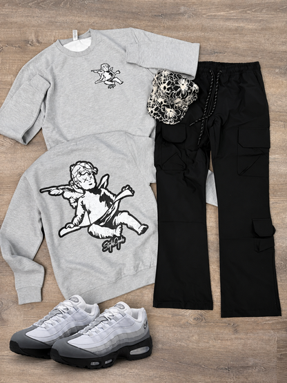 StyleGods Jumbo Angel Crewneck - Heather Grey\White\Black