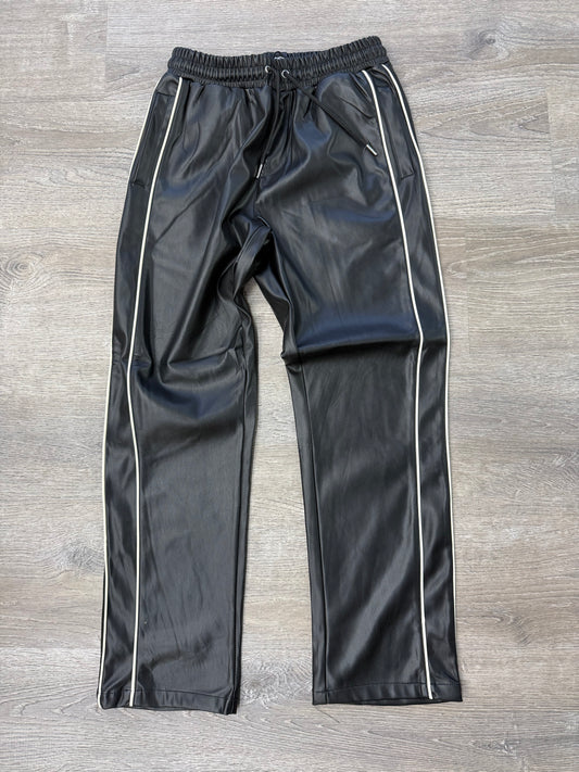 Kindred Leather Stacked Joggers- Black