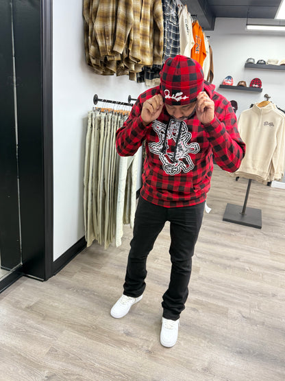 StyleGods Angel Plaid Sweatshirt Hoodie - Red/Black