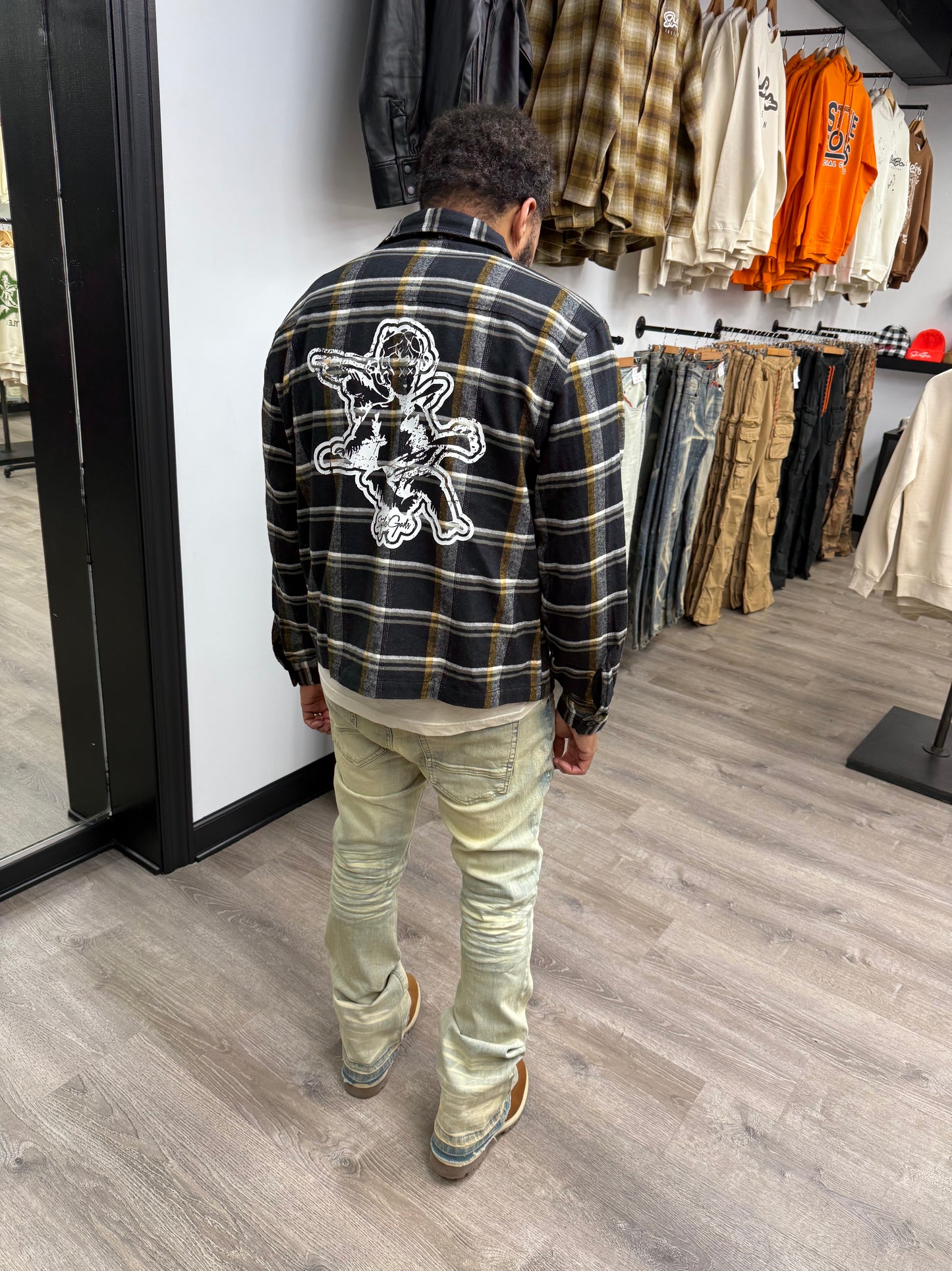 StyleGods Flannel Crop Shirt - Navy