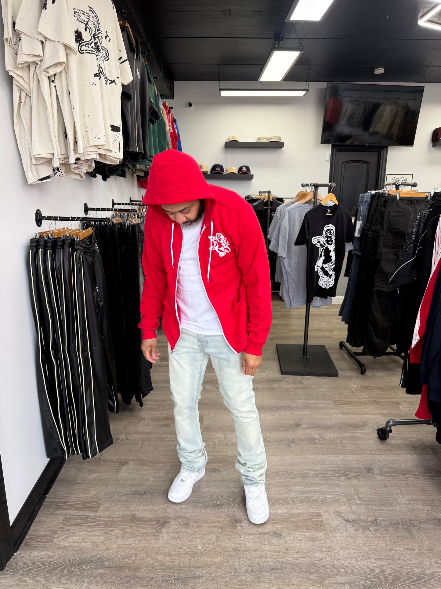 StyleGods Zip UP Angel Hoodie SweatShirt - Red
