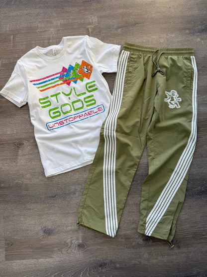 StyleGods Angel Nylon Joggers- Olive Clearance