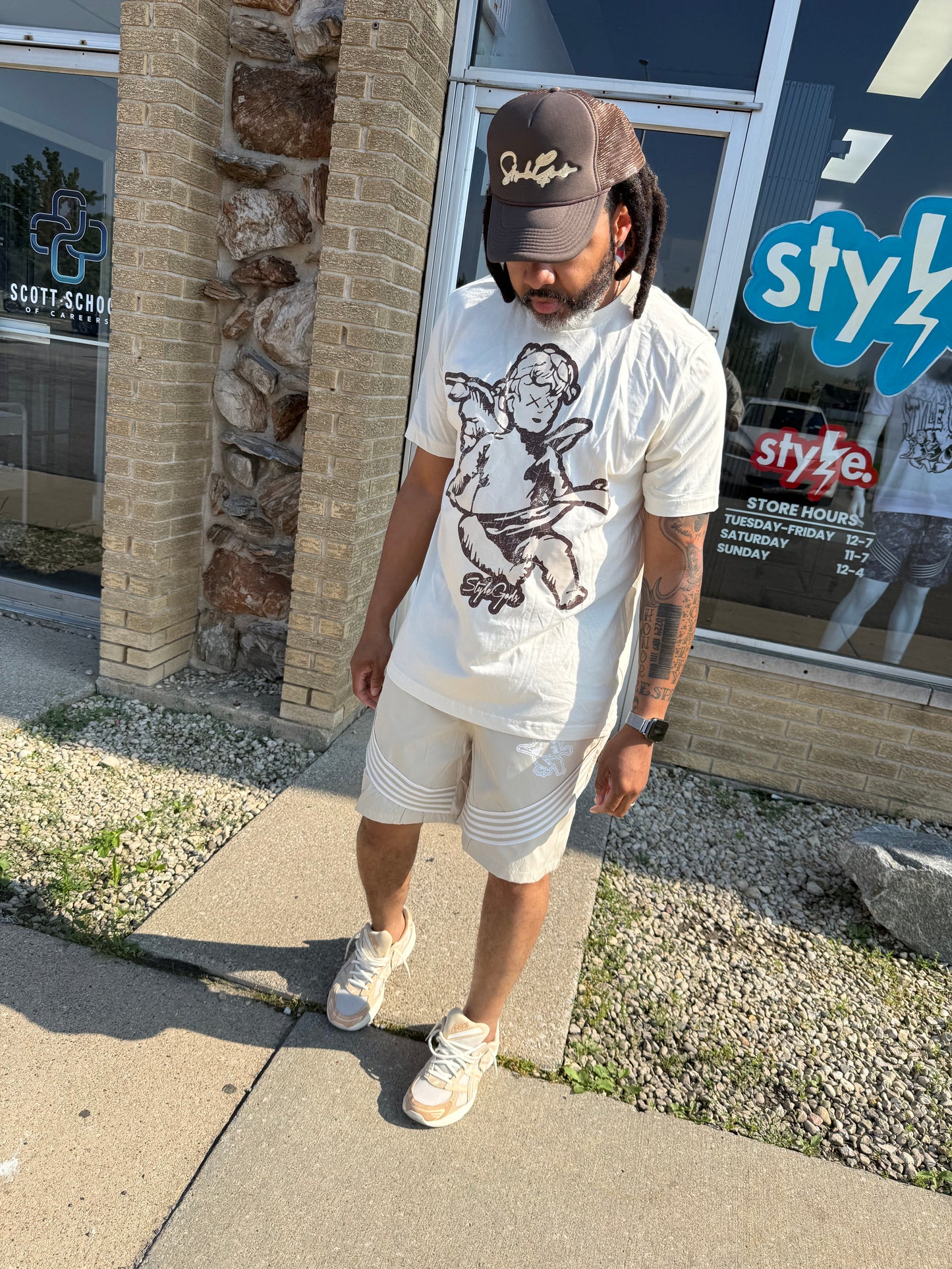 StyleGods Angel Nylon Shorts - Tan