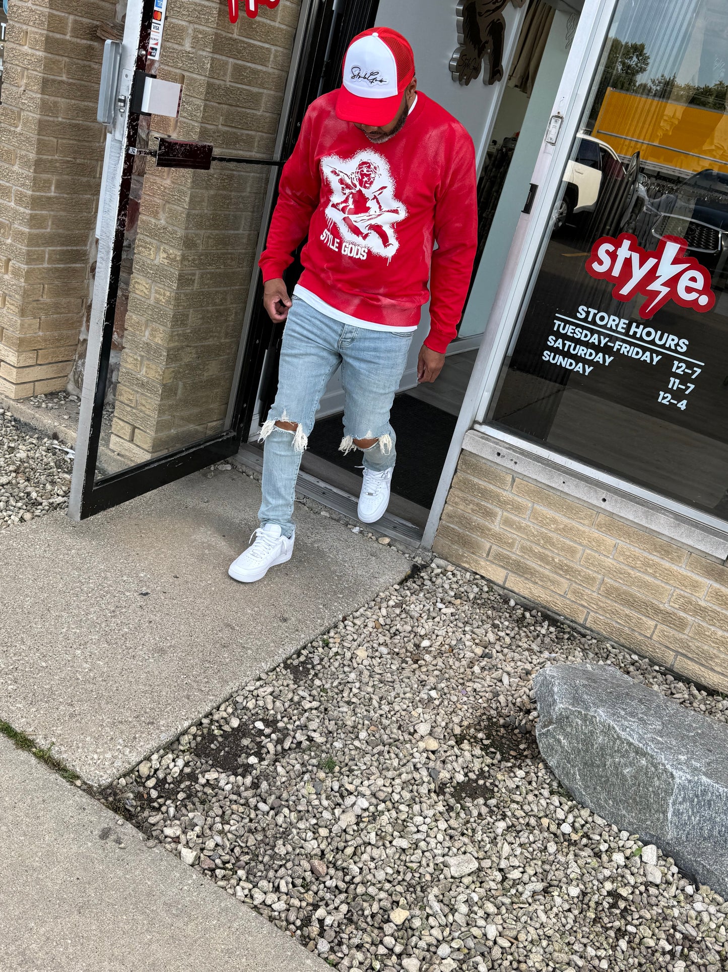 StyleGods Paint Angel  Crewneck SweatShirt - Red