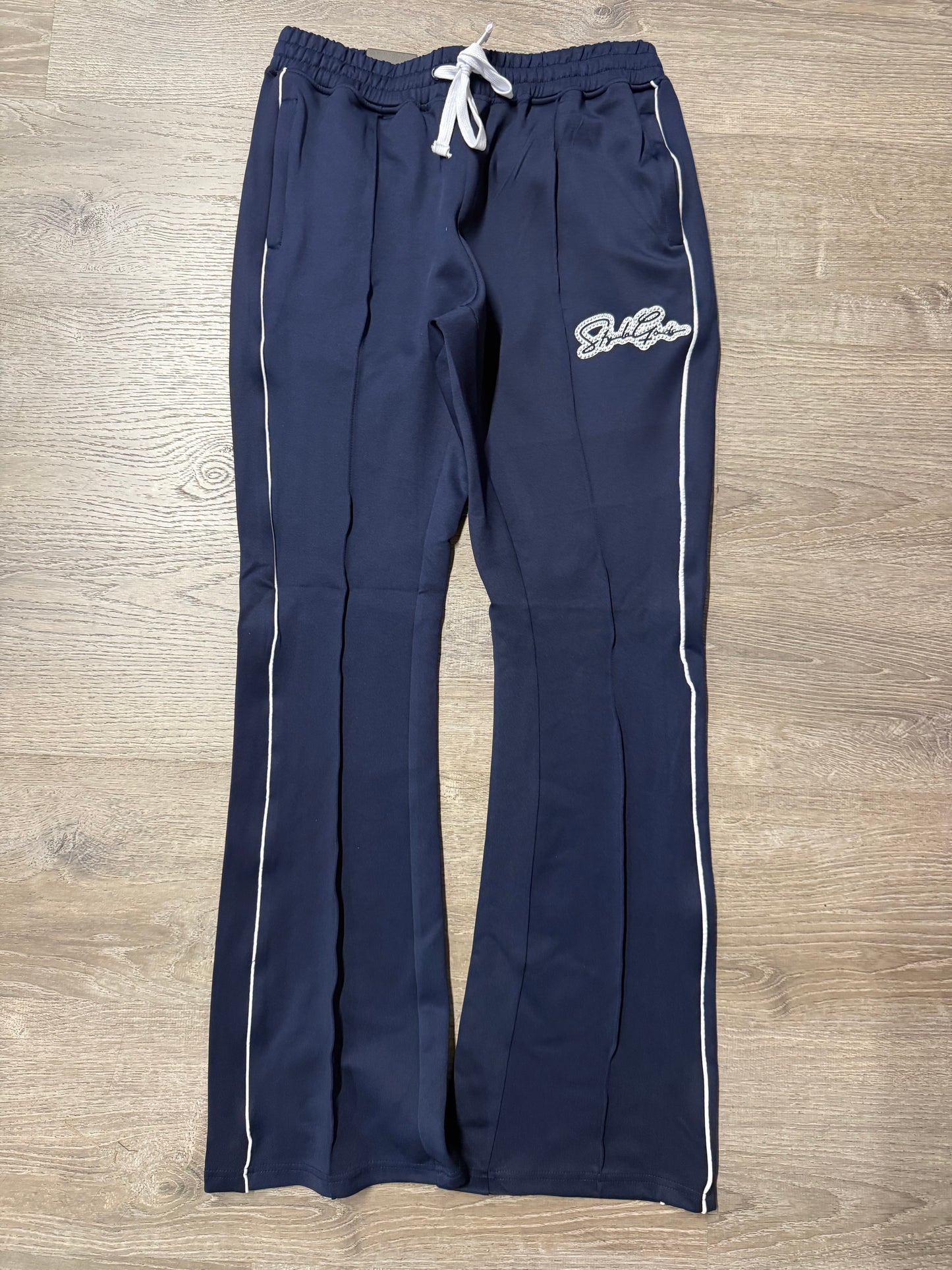 StyleGods Nail Head STACKED Track Pants- Navy