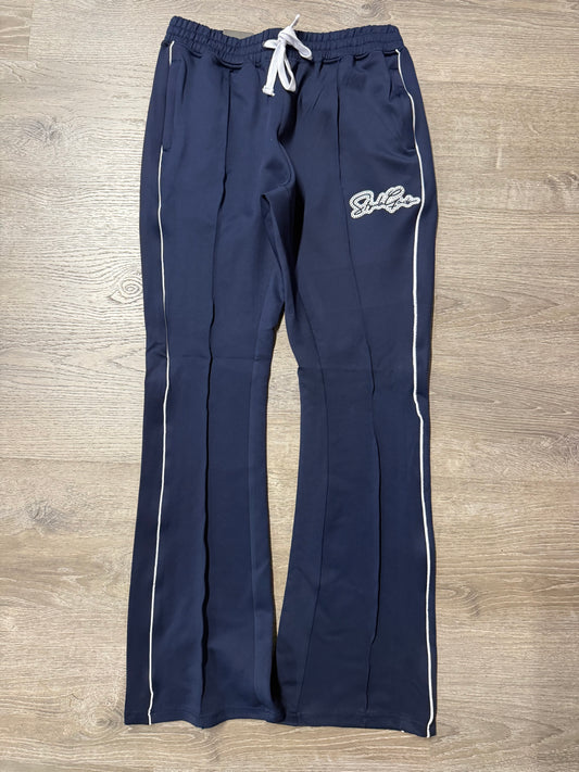 StyleGods Nail Head STACKED Track Pants- Navy