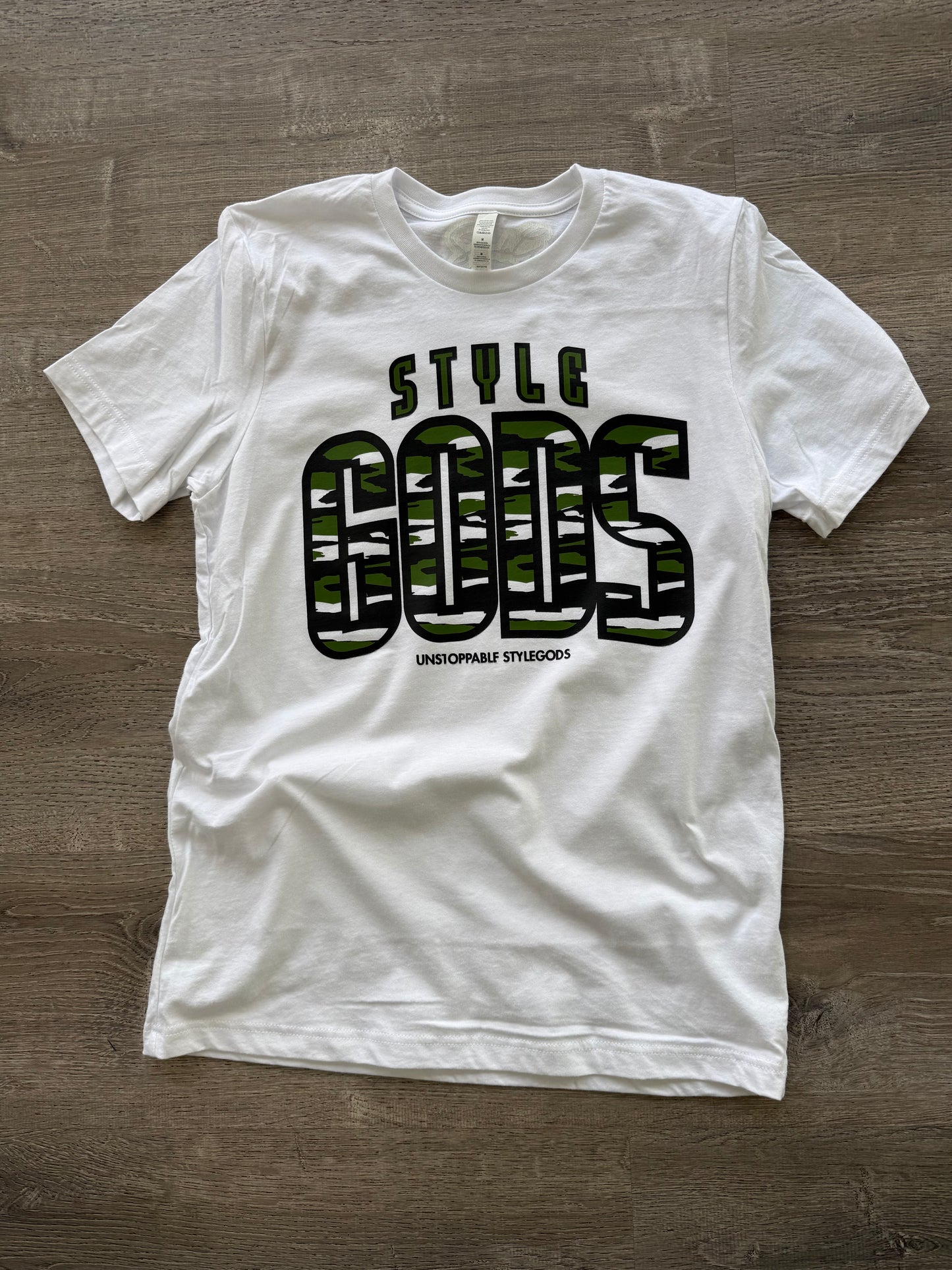 StyleGods Camo Script T Shirt White\Camo