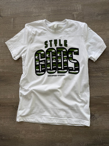 StyleGods Camo Script T Shirt White\Camo