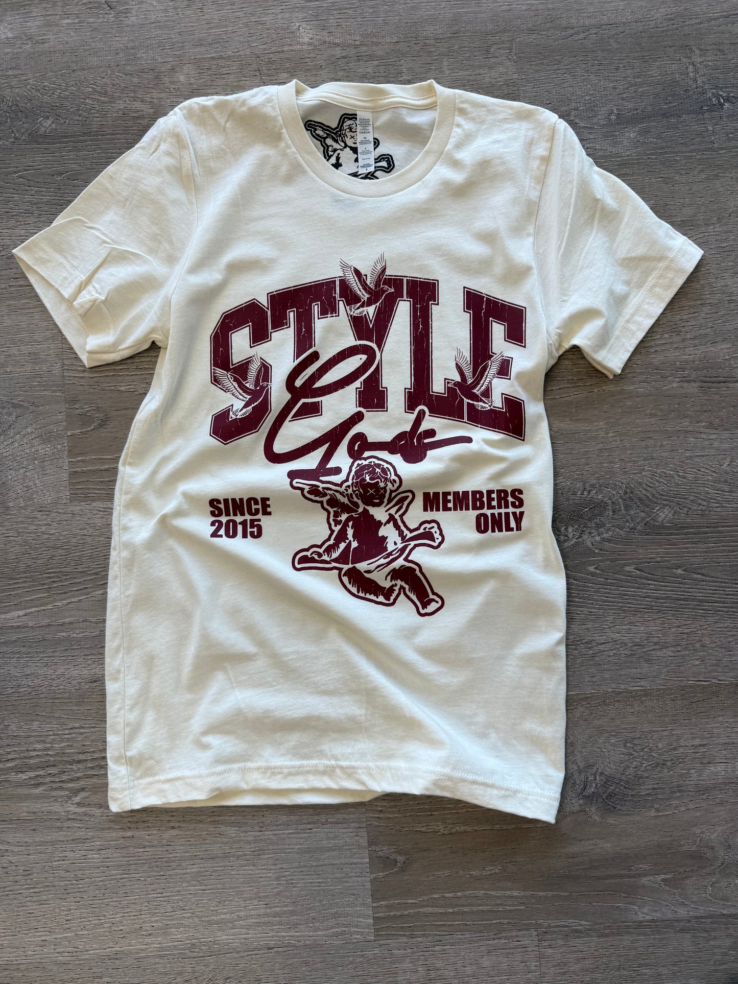 StyleGods Angel T Shirt - Tan\Maroon