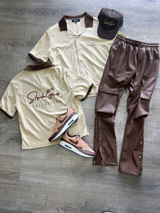 StyleGods KingPin Button up Shirt - Tan\Brown