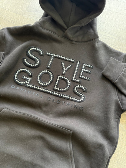 StyleGods RhineStone Oversized Hooded SweatShirt - Black