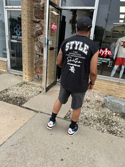 StyleGods Sleeveless T Shirt Boxy Fit - Black