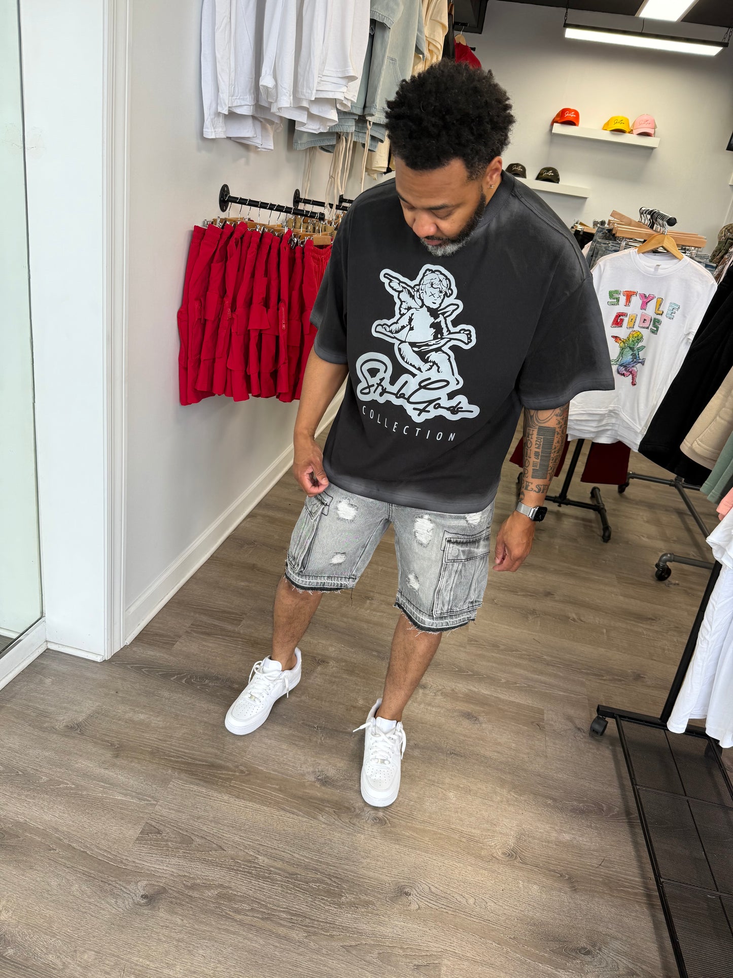 StyleGods Angel Oversized Crop T  - Vintage Black