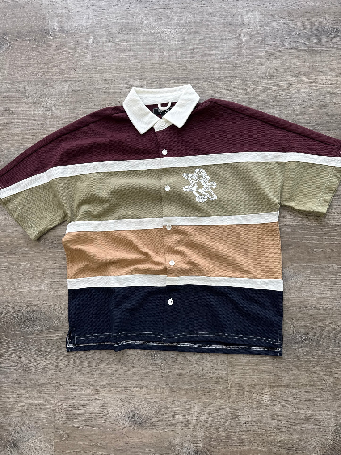 StyleGods Crop Button up-  Maroon Multi