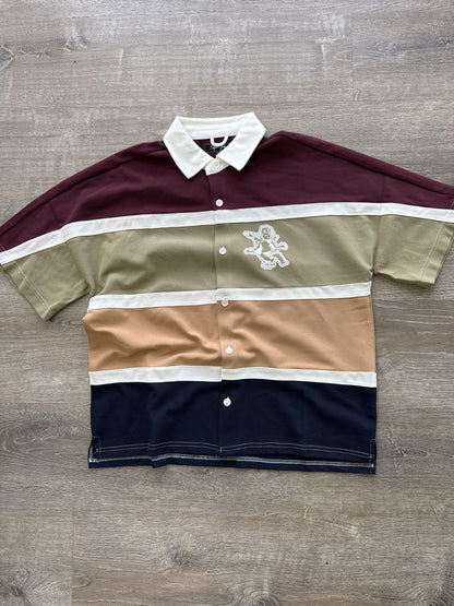 StyleGods Crop Button up-  Maroon Multi