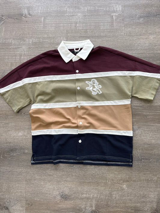 StyleGods Crop Button up-  Maroon Multi