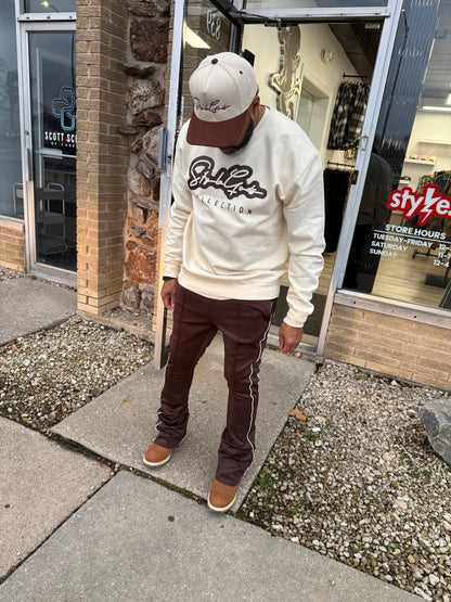 Rebel Minds STACKED Track Pants- Brown