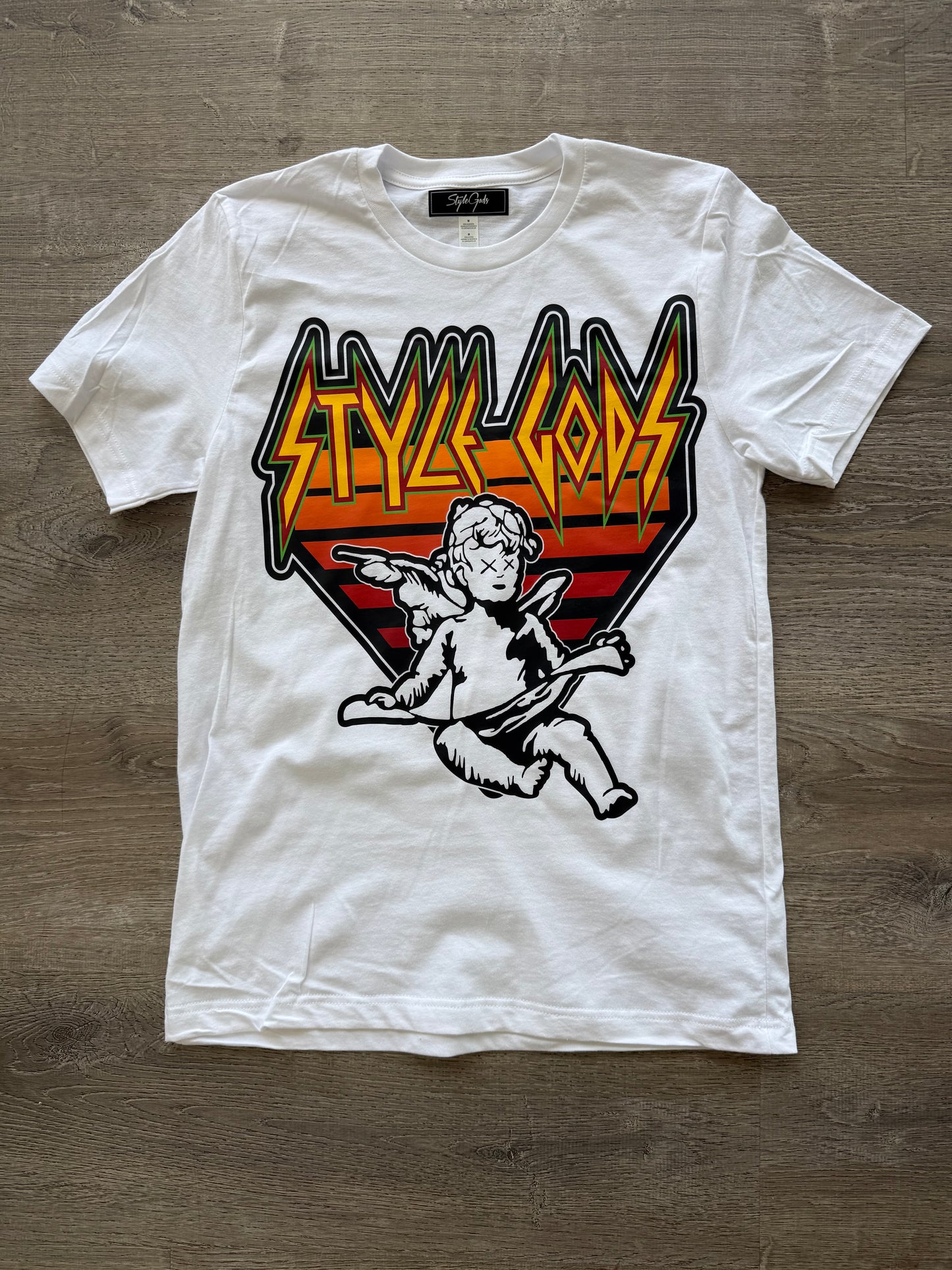 StyleGods RockStar T Shirt White\Orange\Black