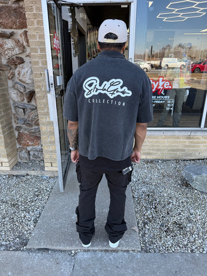 StyleGods Crop Zip up Shirt - Wash Black