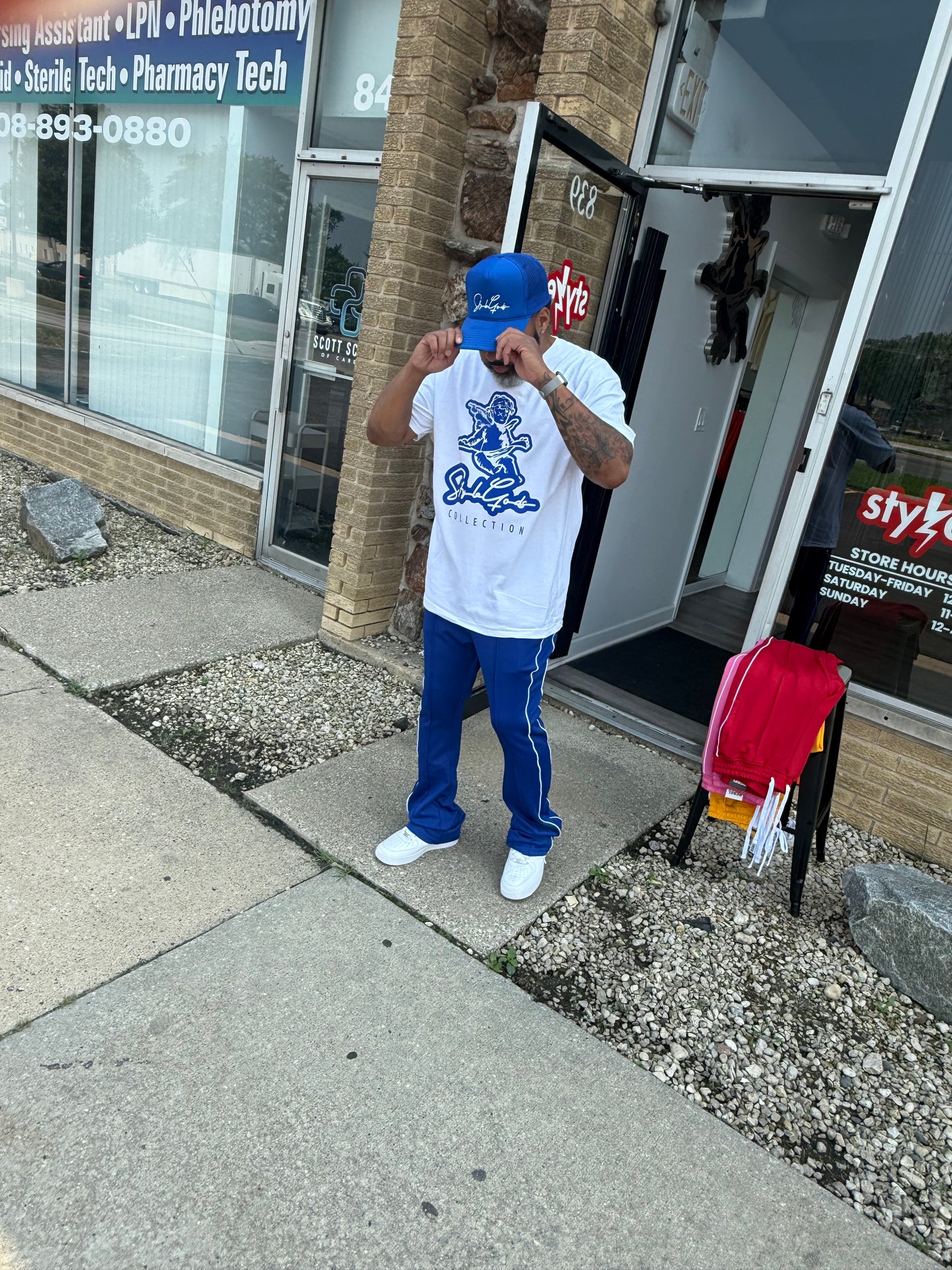 StyleGods Angel T Shirt - White\Royal