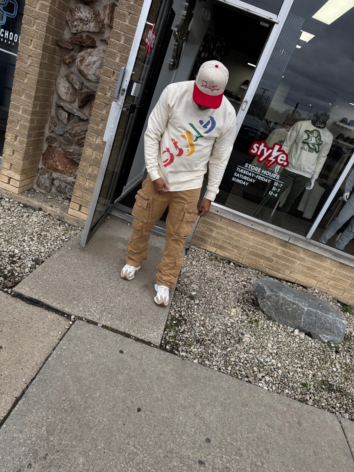 StyleGods Style Angel  Crewneck SweatShirt - Tan\Multi