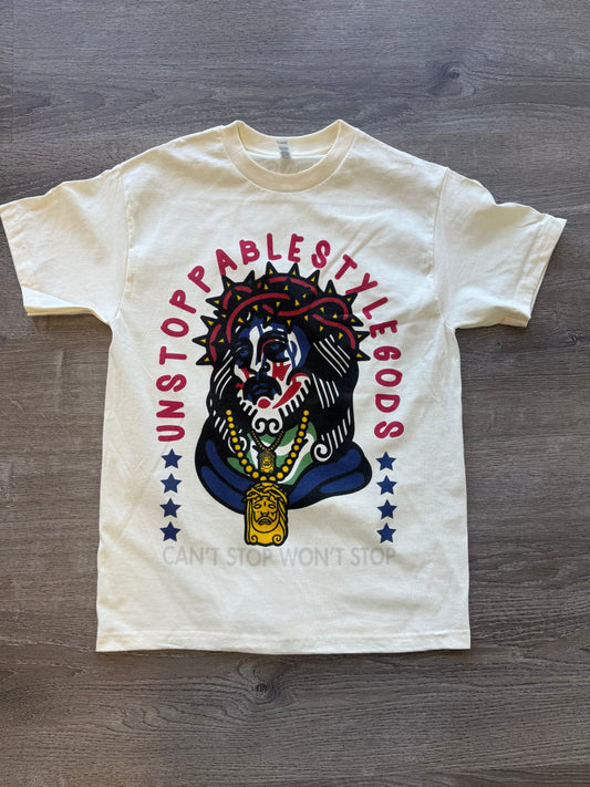 StyleGods Jesus T Shirt - Vintage Tan