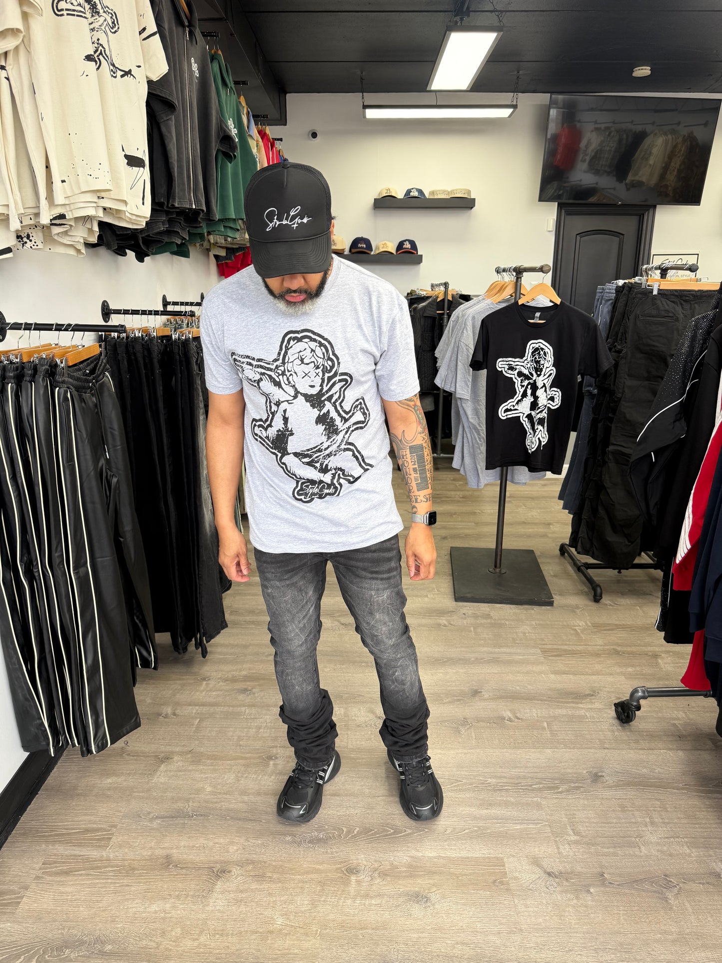 StyleGods Jumbo Angel T Shirt Grey\Black