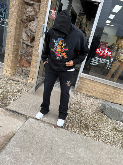 StyleGods Angel Pullover Stacked Jogging Black Clearance