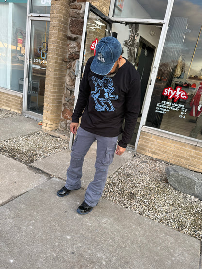 StyleGods Angel Long Sleeve T-Shirt - Black\Gamma Blue Clearance