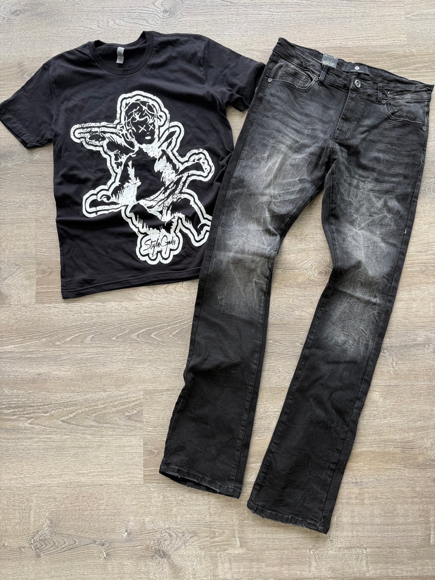 StyleGods Jumbo Angel T Shirt Black\White