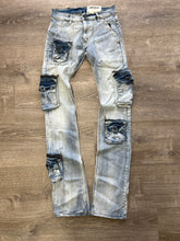 FWRD- Rip and Repair Denim Cargo STACKED FIT FW-330055A S. Blue