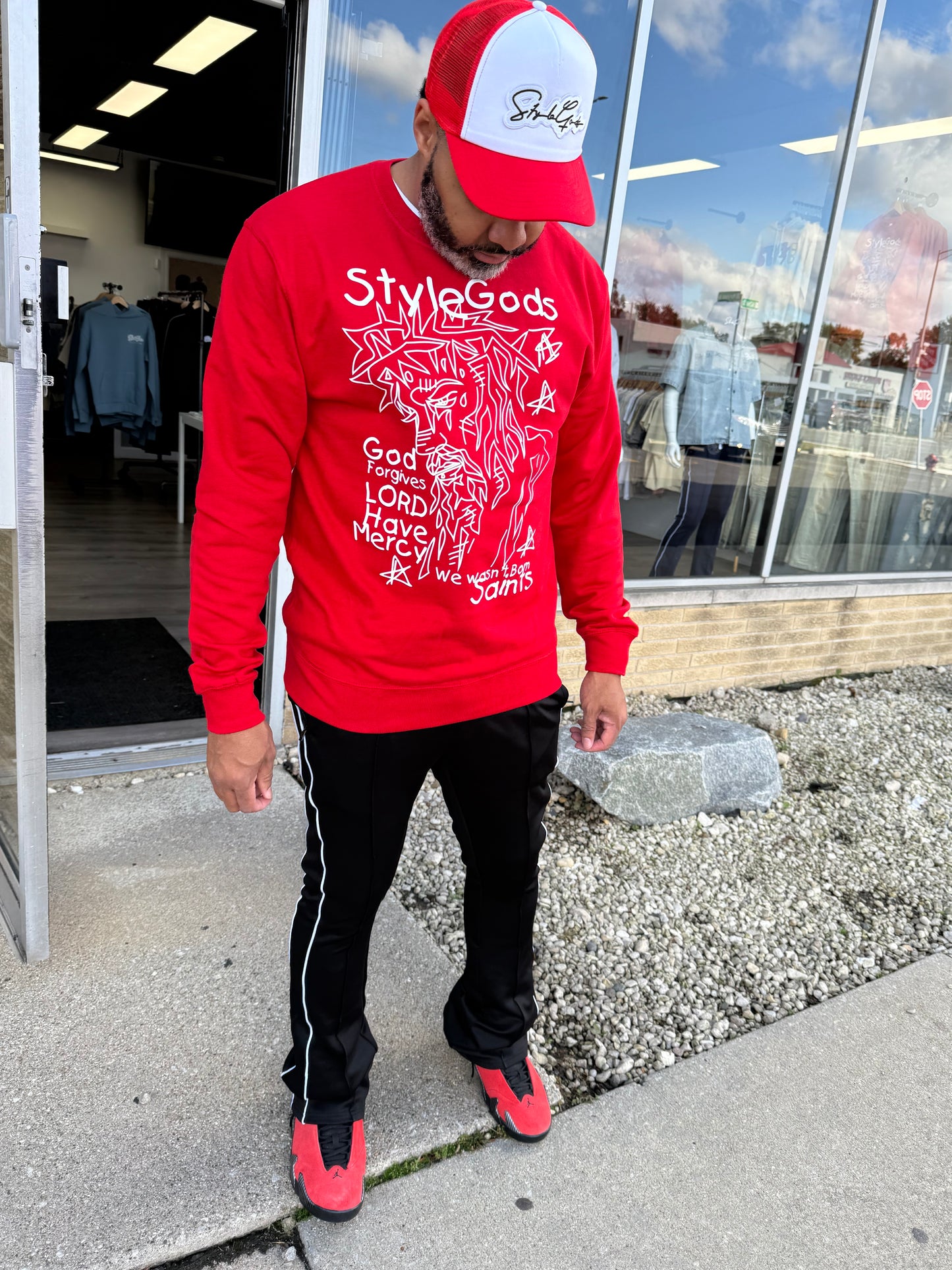 StyleGods Jesus Piece Crewneck SweatShirt - Red