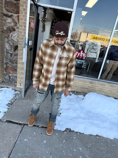 StyleGods Flannel Shirt - Rust/Tan