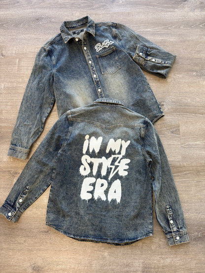 StyleGods Denim Shirt - Blue\White