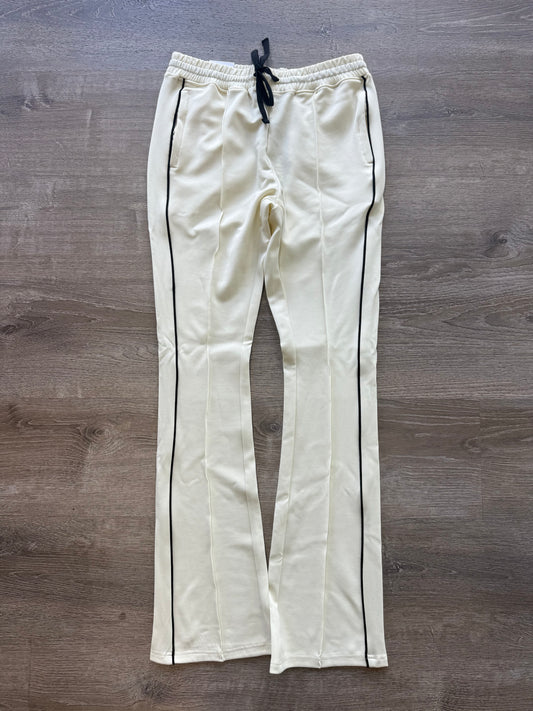 Rebel Minds STACKED Track Pants- Cream\Black