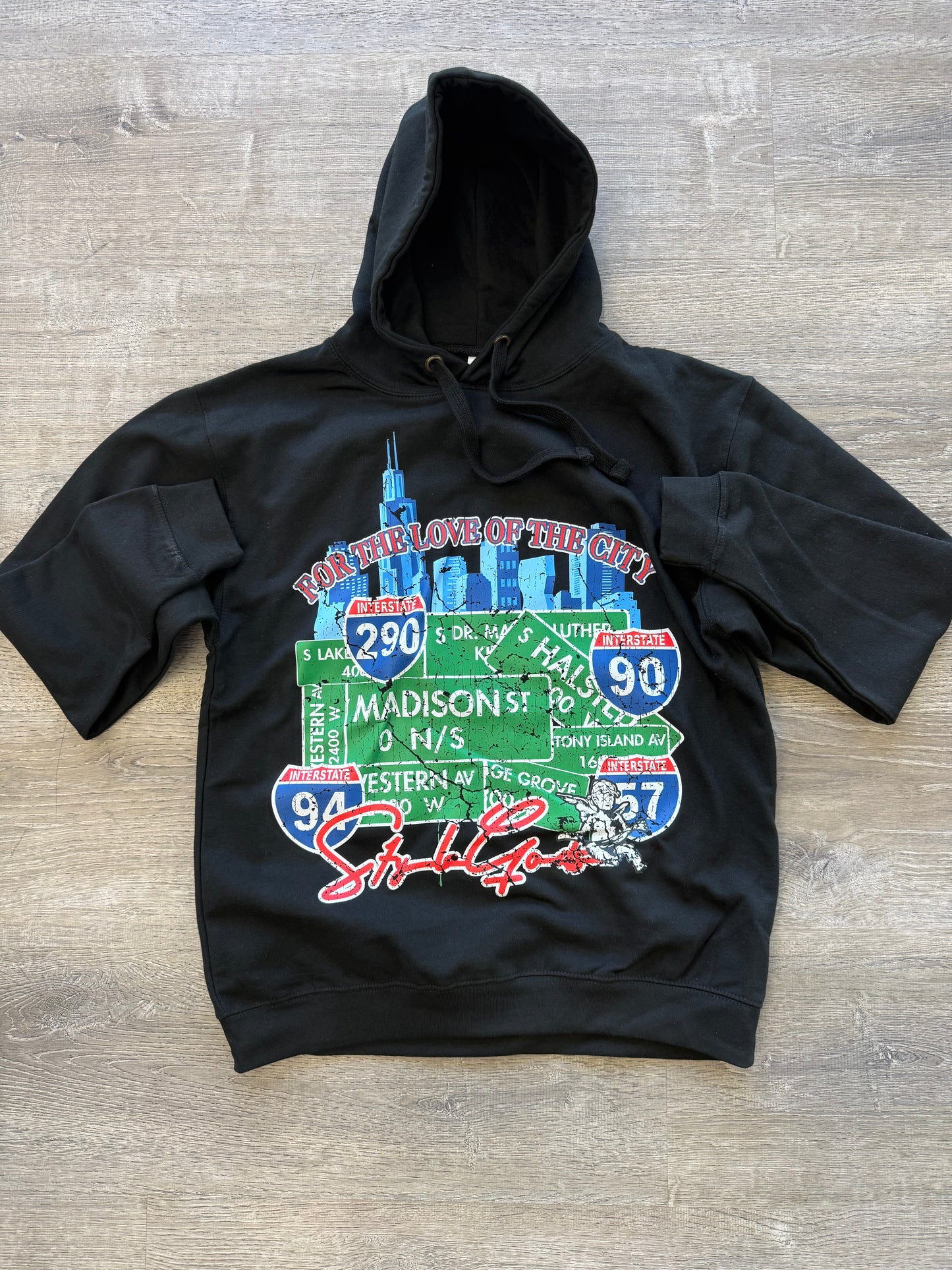 StyleGods City Hooded SweatShirt - Black Multi