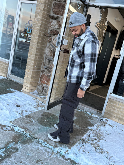 Quilted Stacked Cargo- Black