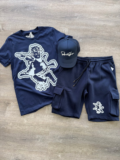 StyleGods Angel Sweat Cargo Shorts -  Navy